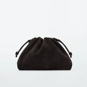 COS Mini Cavatelli Clutch Dark Brown Suede